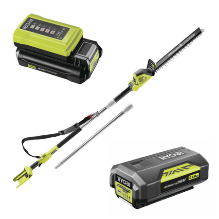 RYOBI RY36PHT50A-0 - Taille-haie sur perche à batterie Max Power 36V/2Ah - Lame de 50 cm